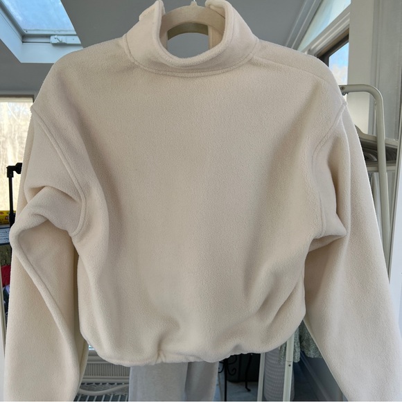 Aritzia Tna Polar Half Zip Sweater Whisper White - Picture 6 of 15